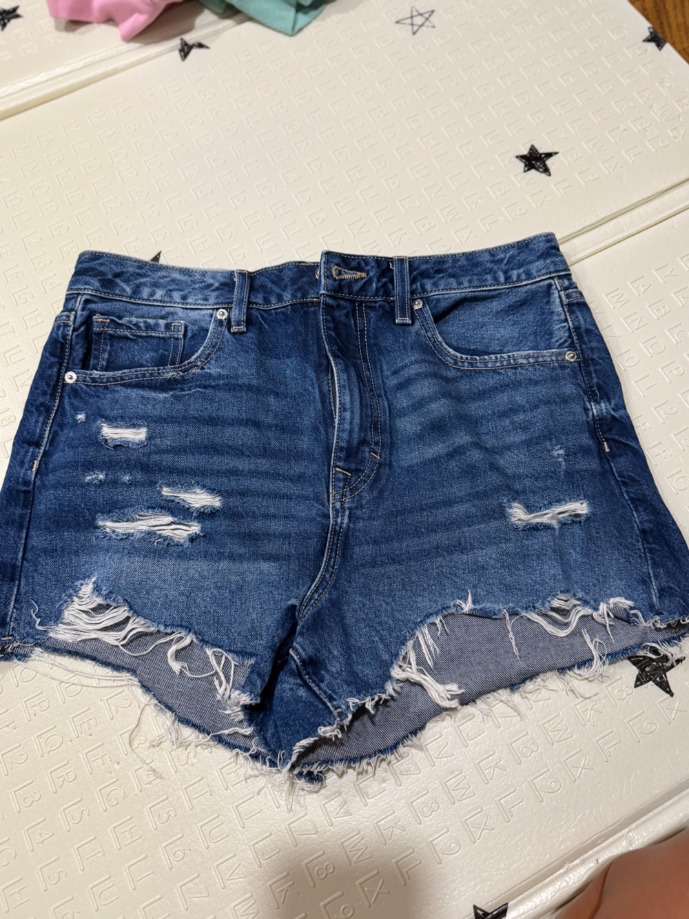 Forever 21 Distressed Dark Blue Denim Cutoff Shorts